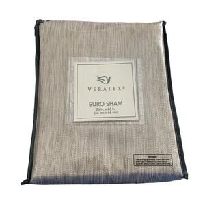 Veratex DICAPRIO Reversible Euro Sham 26 x 26 Gray Tan Subtle Stripe NEW